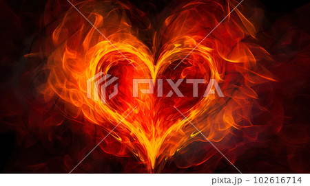 燃えるハートのグラフィックデザイン「AI生成画像」 燃えるハートのグラフィックデザイン「AI生成画像」 102616714