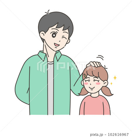 お父さんに頭をなでてもらう女の子のイラスト 102616967