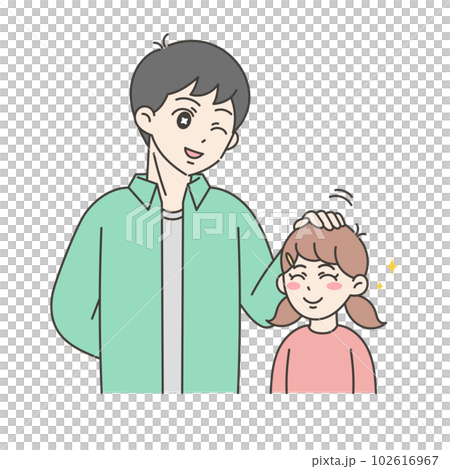 お父さんに頭をなでてもらう女の子のイラスト 102616967