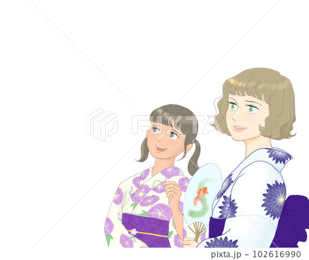 浴衣を着た2人の女性(カラー) 浴衣を着た2人の女性(カラー) 102616990