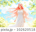 自然と調和する女性のイラスト 102620518