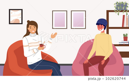 Male character in protective medical mask looking at woman, safe conversation during quarantine Male character in protective medical mask looking at woman, safe conversation during quarantine 102620744