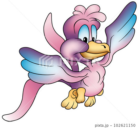 Pink Flying Parrot with Outstretched Wings 102621150