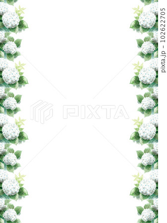 アナログ水彩白の紫陽花のフレーム 102622705