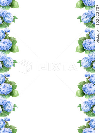 アナログ水彩ブルーの紫陽花のフレーム 102622707