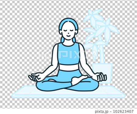 Mindfulness in yoga. Illustration material of a woman who adjusts her mind and body. Mindfulness in yoga. Illustration material of a woman who adjusts her mind and body. 102623407