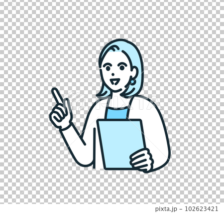 A woman pointing. Illustration material of a business woman to explain. A woman pointing. Illustration material of a business woman to explain. 102623421