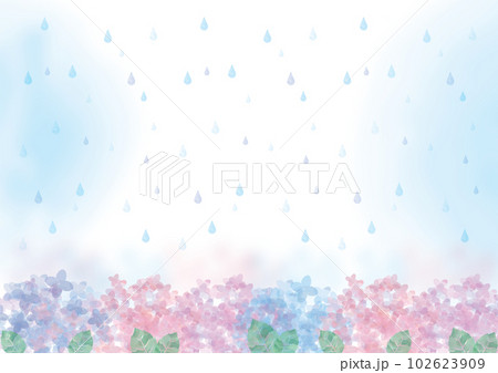 紫陽花と雨の背景イラスト素材 102623909