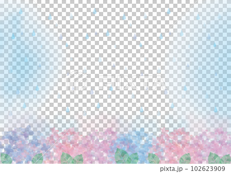 紫陽花と雨の背景イラスト素材 102623909