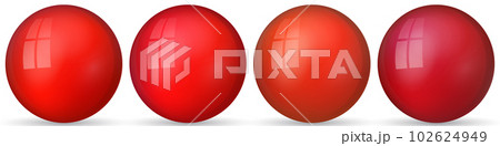 Set with glass colorful balls. Glossy realistic ball, 3D abstract vector illustration highlighted on a white background. Big metal bubble with shadow 102624949