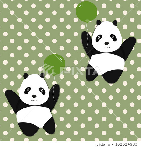 Seamless pattern with cute panda baby on color background. Funny asian animals. Card, postcards for kids. Flat vector illustration for fabric, textile, wallpaper, poster, gift wrapping paper Seamless pattern with cute panda baby on color background. Funny asian animals. Card, postcards for kids. Flat vector illustration for fabric, textile, wallpaper, poster, gift wrapping paper 102624983