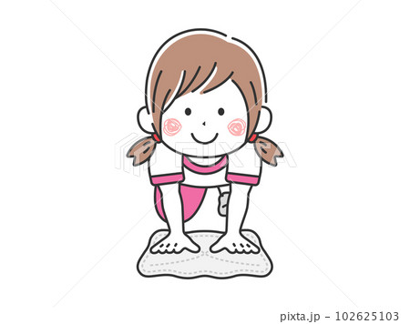 雑巾がけをする、女の子のイラスト 雑巾がけをする、女の子のイラスト 102625103