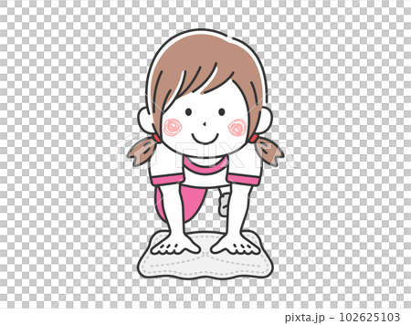 雑巾がけをする、女の子のイラスト 雑巾がけをする、女の子のイラスト 102625103