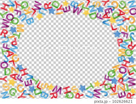 アルファベットの水彩カラフルフレーム A4横 アルファベットの水彩カラフルフレーム A4横 102626621