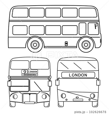 Double-decker London bus city transport double decker sightseeing contour outline line icon black color vector illustration image thin flat style 102626678