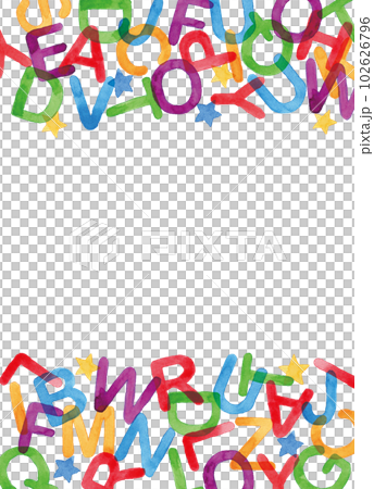 字母表水彩多彩框架 A4 垂直 102626796