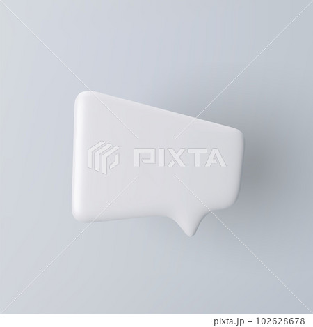 3D white speech bubble icon on a grey background.のイラスト素材 [102628678 ...