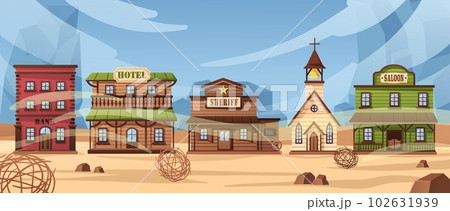 old western town cartoon