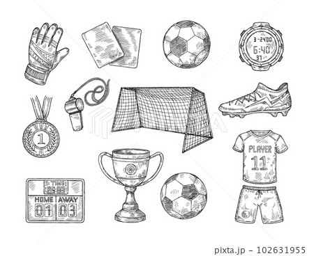 Soccer Goal Hand Drawn Illustration Stock Illustration - Download