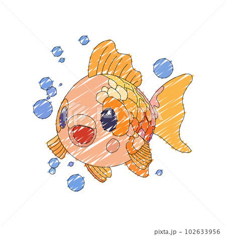 Cute little gold fish with a kind smiling face and big eyes. Cute little gold fish with a kind smiling face and big eyes. 102633956