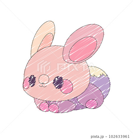 Cute little rabbit with a kind smiling face and big eyes. 102633961