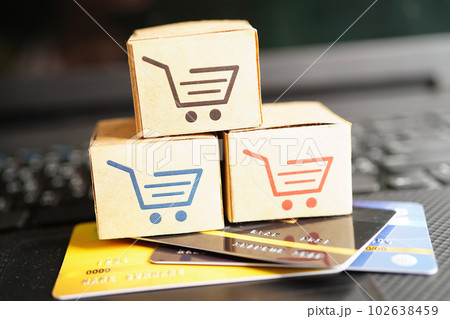 Online shopping, Shopping cart box with credit card , import export, finance commerce. Online shopping, Shopping cart box with credit card , import export, finance commerce. 102638459