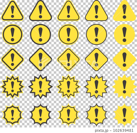 シンプルな注意風マークのベクターイラストセット 102639481