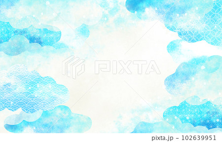 水彩風 水色 和風柄 水彩風 水色 和風柄 102639951