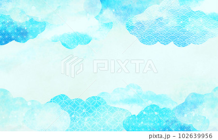 水彩風 水色 和風柄 水彩風 水色 和風柄 102639956