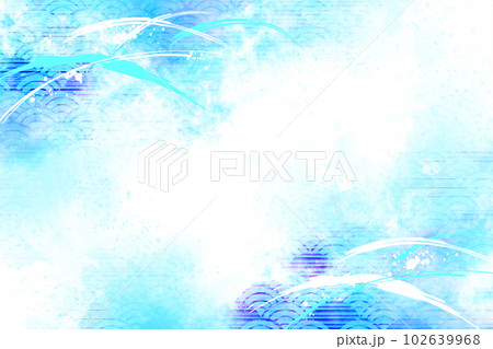 水彩風 水色 和風柄 水彩風 水色 和風柄 102639968