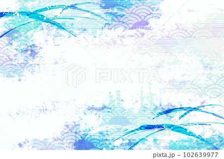 水彩風 水色 和風柄 水彩風 水色 和風柄 102639977