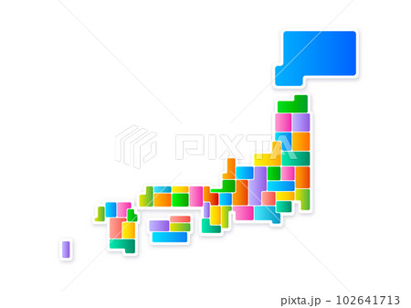 カラフルでシンプルな日本地図 102641713
