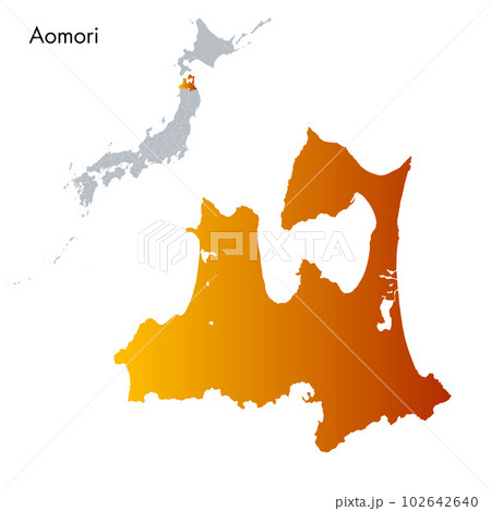 青森県と日本列島地図 102642640