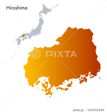 広島県と日本列島地図 102642684