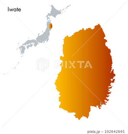 岩手県と日本列島地図 102642691