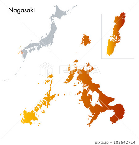 長崎県と日本列島地図 102642714