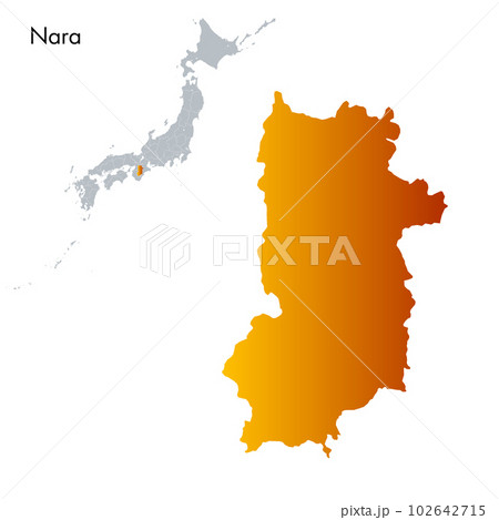 奈良県と日本列島地図 102642715