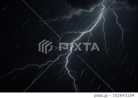 Lightning strike on black background stormy sky made with generative AI Lightning strike on black background stormy sky made with generative AI 102643284