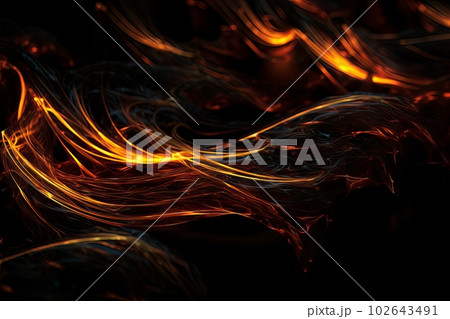 Abstract luminous energy flow wave isolated on black background made with generative AI 102643491
