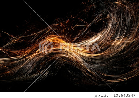 Abstract luminous energy flow wave isolated on black background made with generative AI Abstract luminous energy flow wave isolated on black background made with generative AI 102643547