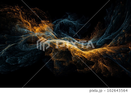 Abstract luminous energy flow wave isolated on black background made with generative AI Abstract luminous energy flow wave isolated on black background made with generative AI 102643564