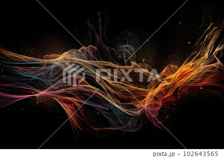 Abstract luminous energy flow wave isolated on black background made with generative AI Abstract luminous energy flow wave isolated on black background made with generative AI 102643565