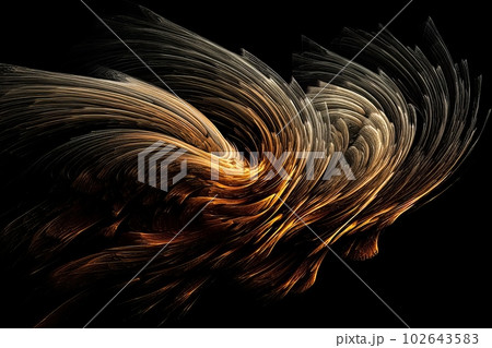 Abstract luminous energy flow wave isolated on black background made with generative AI 102643583