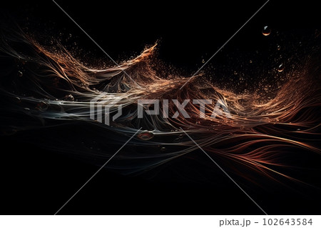 Abstract luminous energy flow wave isolated on black background made with generative AI Abstract luminous energy flow wave isolated on black background made with generative AI 102643584