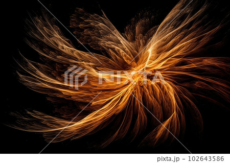Abstract luminous energy flow wave isolated on black background made with generative AI Abstract luminous energy flow wave isolated on black background made with generative AI 102643586