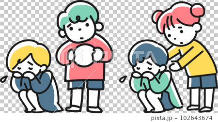 泣いている子供と心配する友達のイラスト素材 [102643674] - PIXTA