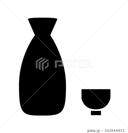 お猪口と徳利。日本酒アイコン。 102644951