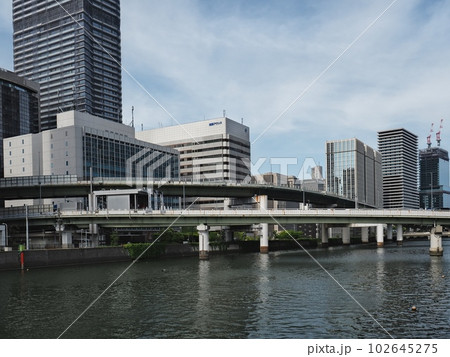 中之島遊歩道から見る堂島川に掛かる玉江橋 102645275