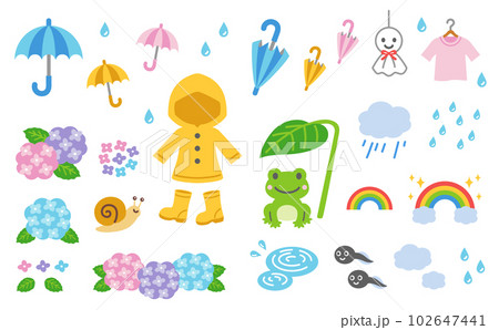 梅雨、雨の日イラストセット 102647441