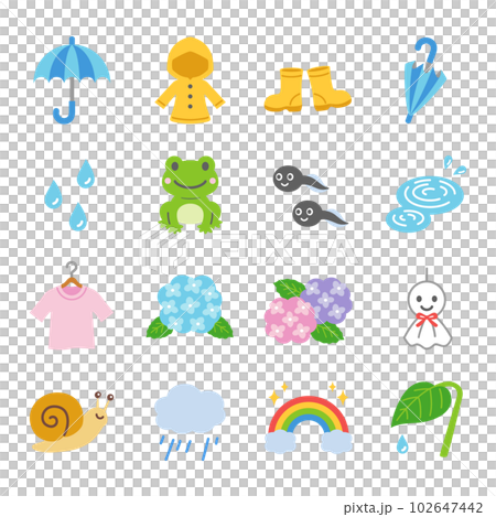梅雨、雨の日アイコンセット 102647442